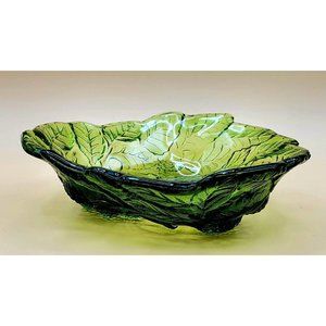 Indiana Glass Loganberry Candy Bowl Trinket Dish Avocado Green